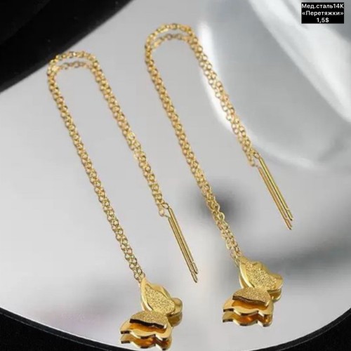 Сережки мед.сталь14К 10726 «перетяжки»